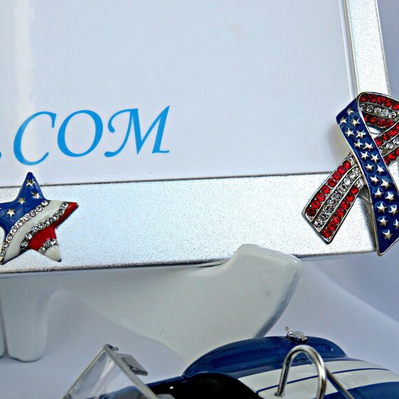 Patriotic Flag Metal License Plate Frame Car Accessories Red White Blue …325 - Picture 2 of 2